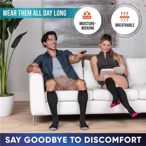 Compression Socks for Women & Men (20-30 mmHg) Support for Travel, Nurses - Picture 7 of 8